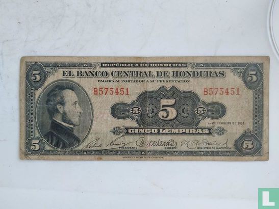 Honduras 5 Lempiras 1951 - Bild 1