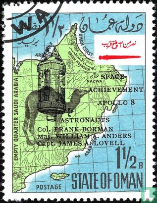 Karte von Oman mit Druck Apollo 8