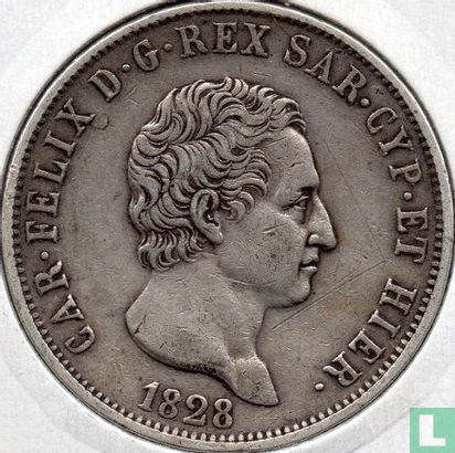 Sardaigne 5 lire 1828 (P) - Image 1