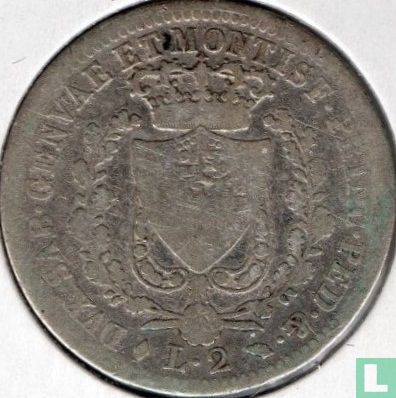 Sardinië 2 lire 1825 (L) - Afbeelding 2