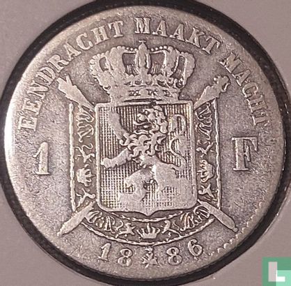 België 1 franc 1886 (NLD - L WIENER) - Afbeelding 1