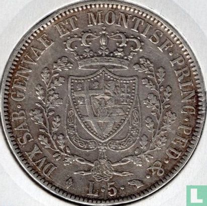 Sardinië 5 lire 1830 (adelaarskop - L) - Afbeelding 2