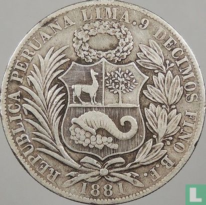 Peru 1 sol 1881 - Afbeelding 1