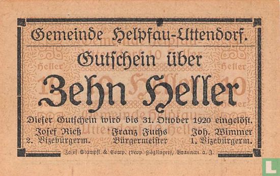 Helpfau Uttendorf 10 Heller - Afbeelding 2