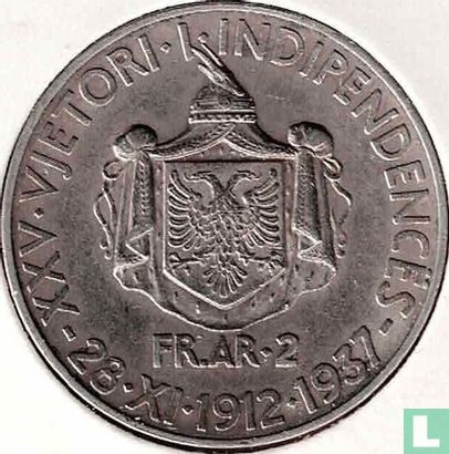 Albanië 2 franga ari 1937 "25ste verjaardag van de onafhankelijkheid" - Afbeelding 2