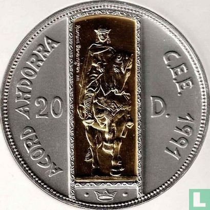 Andorra 20 diner 1995 "Europese douane-unie - Raymond Berengarius III" - Afbeelding 2