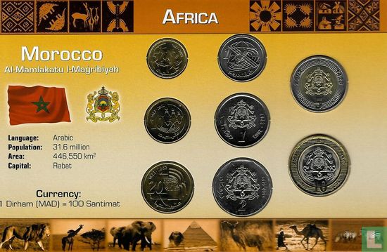 Maroc combinaison set (8 monnaies) "Les monnaies du monde" KM# MS ...