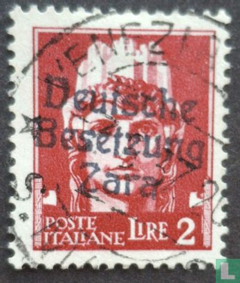 Aufdruck auf italienischen Briefmarken