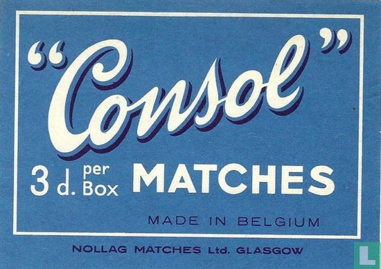 "Consol" 3d. per Box Matches
