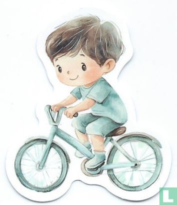 Jongen op blauwe fiets - Bild 1