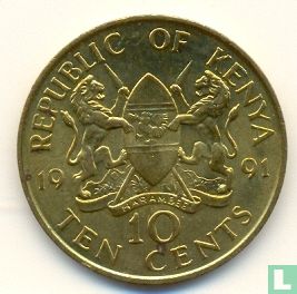 Kenia 10 cents 1991 - Afbeelding 1