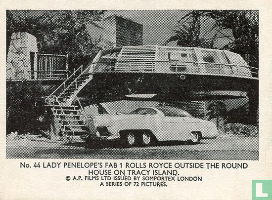 Lady Penelope's FAB 1 rolls royce outside the round house on Tracy Island. - Image 1