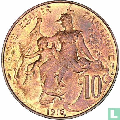 Frankrijk 10 centimes 1916 (met ster) - Afbeelding 1