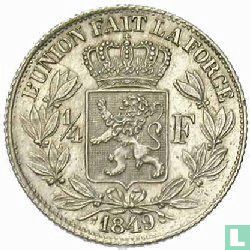 België ¼ franc 1849 - Afbeelding 1