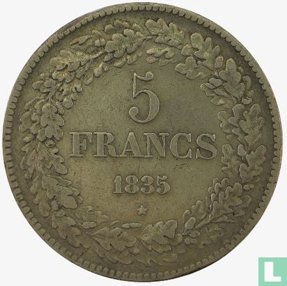 Belgique 5 francs 1835 - Image 1