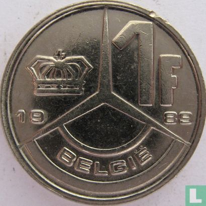 Belgique 1 franc 1989 (NLD) - Image 1