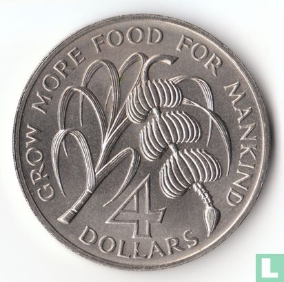 Saint Lucia 4 dollars 1970 "FAO - Inauguration of the Caribbean Development Bank" - Image 2