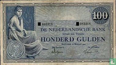 100 guilder Netherlands 1921 - Image 1