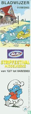 Bladwijzer Rustige Smurf stripfestival Middelkerke