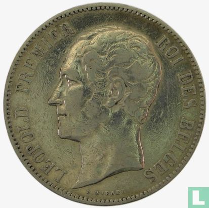 België 5 francs 1865 (Leopold I - zonder punt na F) - Afbeelding 2