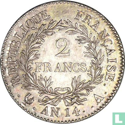 Frankrijk 2 francs AN 14 (A) - Afbeelding 1