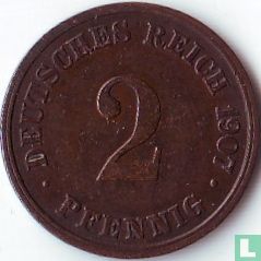 Duitse Rijk 2 pfennig 1907 (J) - Afbeelding 1