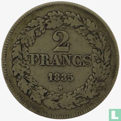België 2 francs 1835 - Afbeelding 1