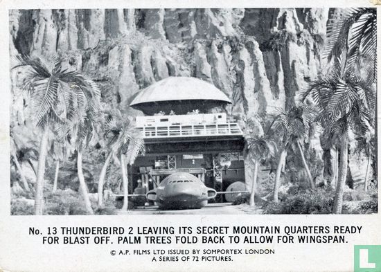 Thunderbird 2 leaving it's secret mountain quarters ready for blast off. Palm trees fold back to allow for wingspan. - Afbeelding 1