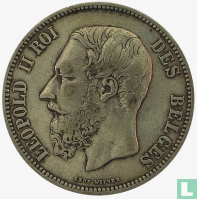 Belgique 5 francs 1868 (petite tête - position A) - Image 2