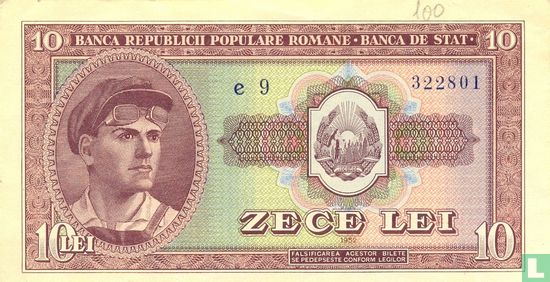 Romania 10 Lei 1952 - Image 1