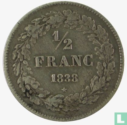 Belgique ½ franc 1838 - Image 1