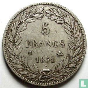 France 5 francs 1831 (Texte incus - Tête nue - B) - Image 1