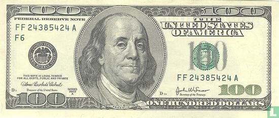 Verenigde Staten 100 dollars 2003 F - Afbeelding 1