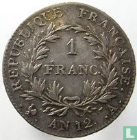 Frankrijk 1 franc AN 12 (A - BONAPARTE PREMIER CONSUL) - Afbeelding 1