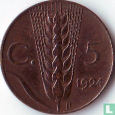 Italië 5 centesimi 1924 - Afbeelding 1