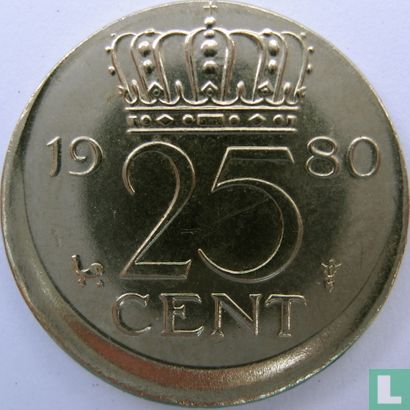 Nederland 25 cent 1980 (misslag) - Afbeelding 1