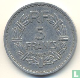 France 5 francs 1945 (sans lettre - aluminium) - Image 1