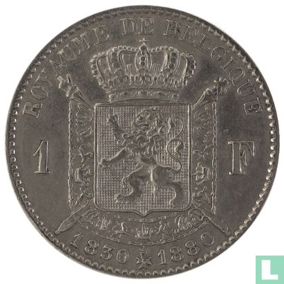 België 1 franc 1880 "50th anniversary Kingdom of Belgium" - Afbeelding 1