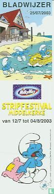 Bladwijzer Luie Smurf stripfestival Middelkerke