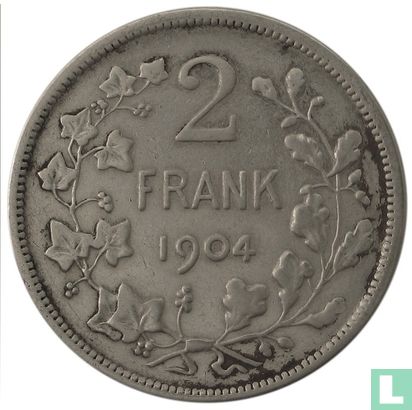 Belgium 2 francs 1904 (NLD) - Image 1
