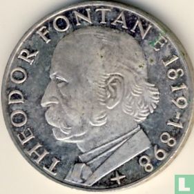 Allemagne 5 mark 1969 "150th anniversary Birth of Theodor Fontane" - Image 2