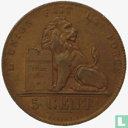 Belgium 5 centimes 1853 - Image 2