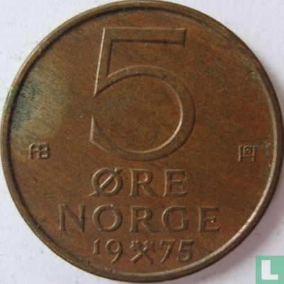 Noorwegen 5 øre 1975 - Afbeelding 1