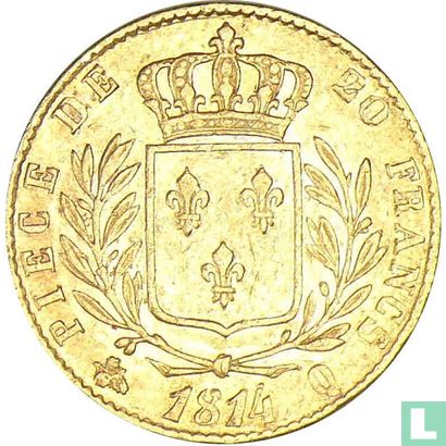 France 20 francs 1814 (LOUIS XVIII - Q) - Image 1