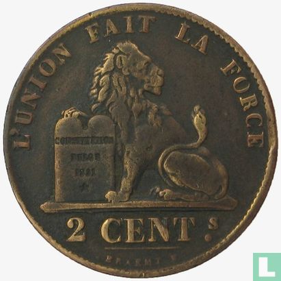 Belgique 2 centimes 1858 - Image 2