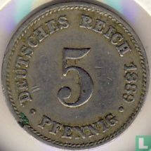 German Empire 5 pfennig 1889 (J) - Image 1