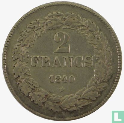België 2 francs 1840 - Afbeelding 1