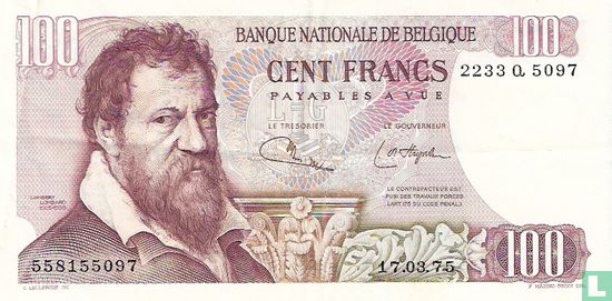 Belgium 100 Francs (signature 3) - Image 1