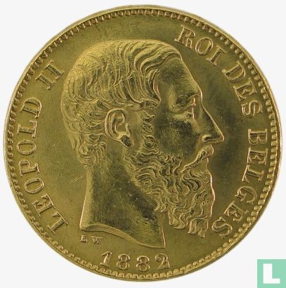 België 20 francs 1882 - Afbeelding 1