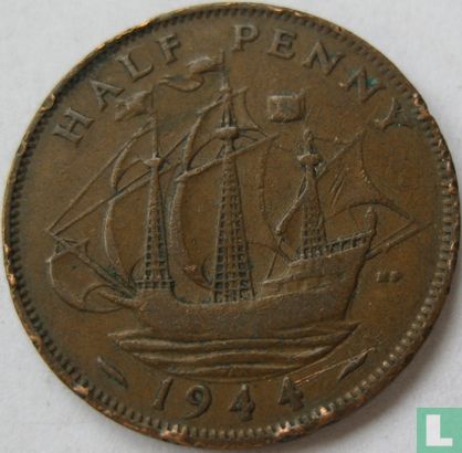 Verenigd Koninkrijk ½ penny 1944 - Afbeelding 1